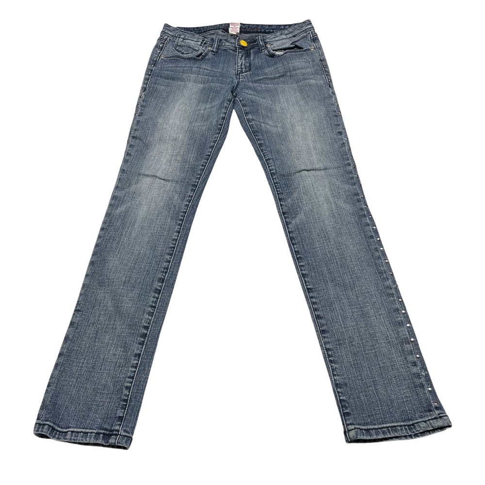 Candies Womens Jeans 5 Blue‎ Studded Skinny Y2K Indie McBling Embroidered Denim